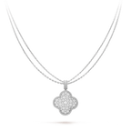 [⭐DORISW] CLOVER 25MM SILBER VOLLDIAMANT GROSSE KLEEBLATT-HALSKETTE