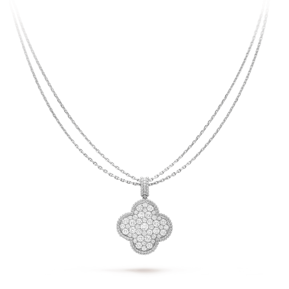 [⭐DORISW] CLOVER 25MM SILVER FULL DIAMOND BIG CLOVER NECKLACE