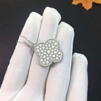[⭐DORISW] CLOVER 25MM SILBER VOLLDIAMANT GROSSE KLEEBLATT-HALSKETTE