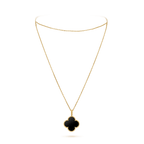 [⭐DORISW] CLOVER 25MM GOLD ONYX GROSSE KLEEBLATT-HALSKETTE