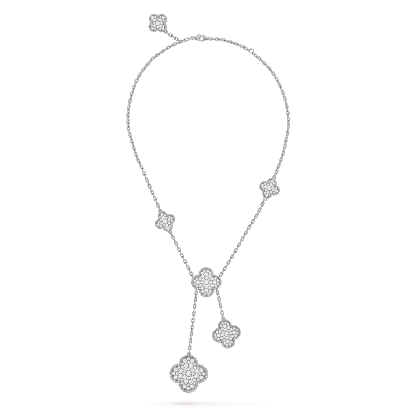 [⭐DORISW] CLOVER 5 MOTIVE SILBER DIAMANTEN HALSKETTE