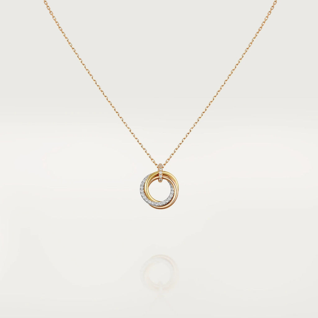 [⭐DORISW] TRINITY NECKLACE SILVER GOLD PINK GOLD DIAMONDS