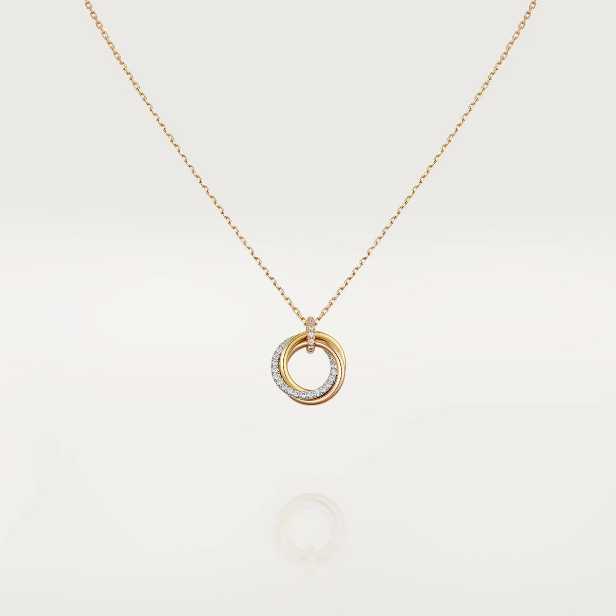 [⭐DORISW] TRINITY NECKLACE SILVER GOLD PINK GOLD DIAMONDS