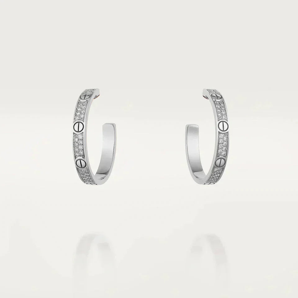 [⭐DORISW] LOVE DIAMOND SILVER HOOP EARRINGS