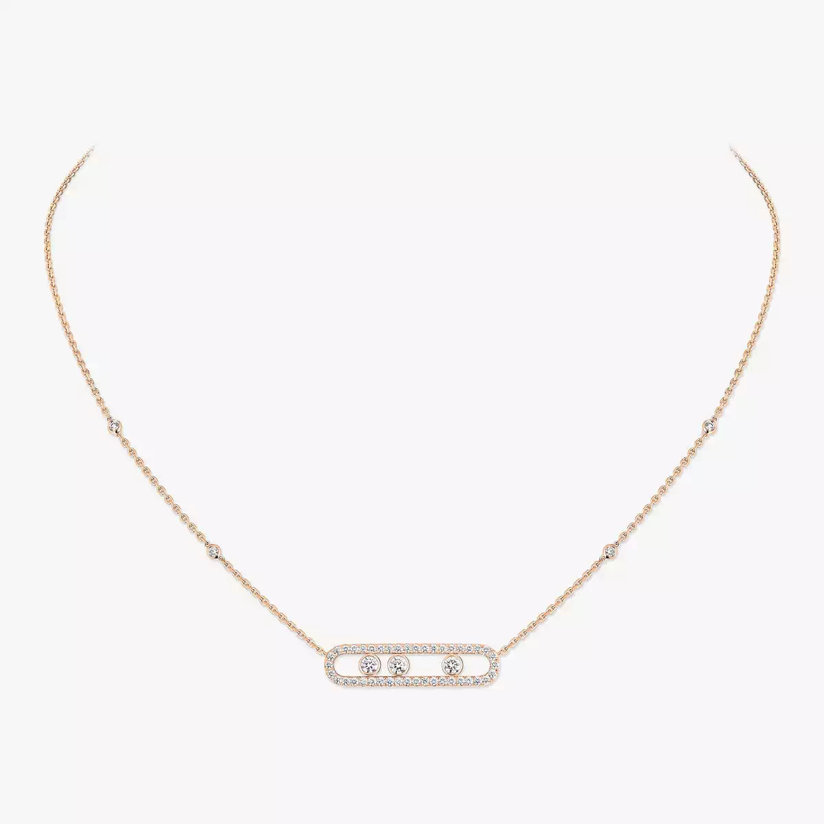 [[⭐DORISW] ] Move Pave_ Diamant-Halskette in Roségold