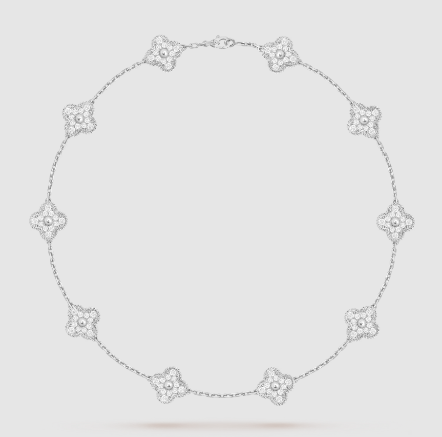 [[⭐DORISW] ]CLOVER 10 MOTIFS FULL DIAMOND NECKLACE