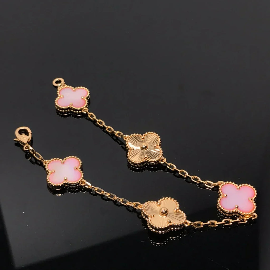 [[⭐DORISW] ]New  CLOVER 5 MOTIFS  PINK MOP BRACELET COLLECTION