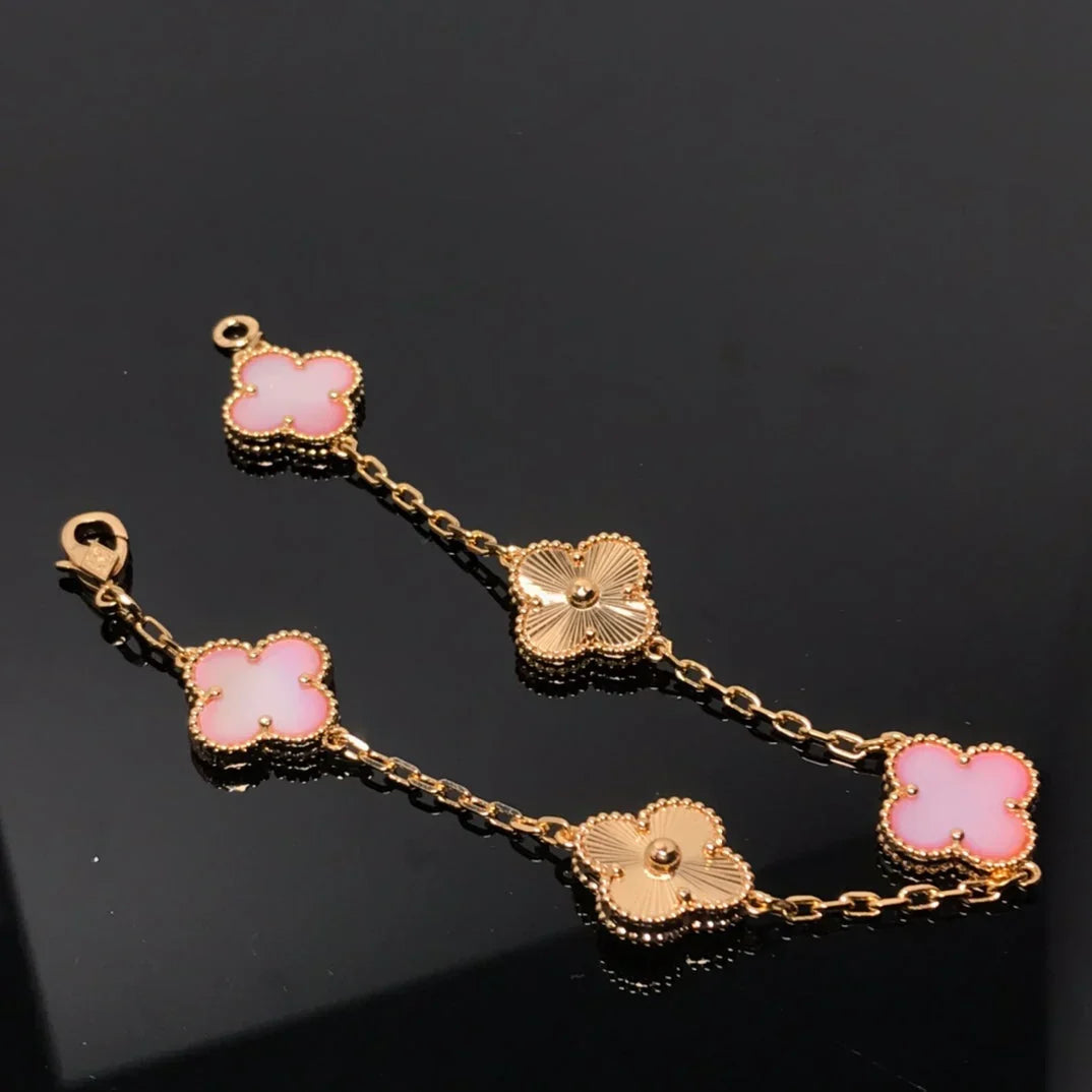 [[⭐DORISW] ]New  CLOVER 5 MOTIFS  PINK MOP BRACELET COLLECTION