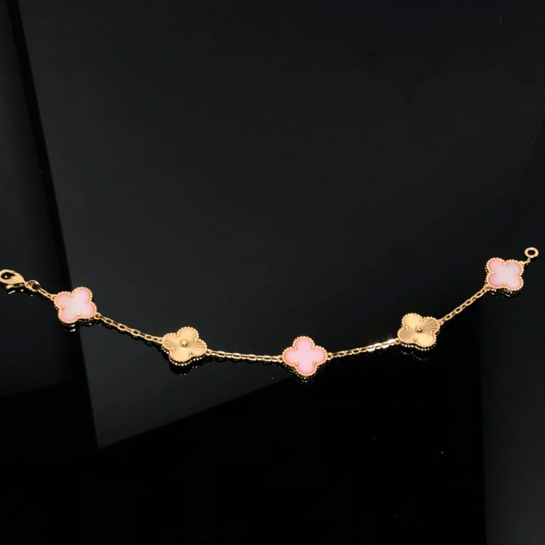 [[⭐DORISW] ]New  CLOVER 5 MOTIFS  PINK MOP BRACELET COLLECTION