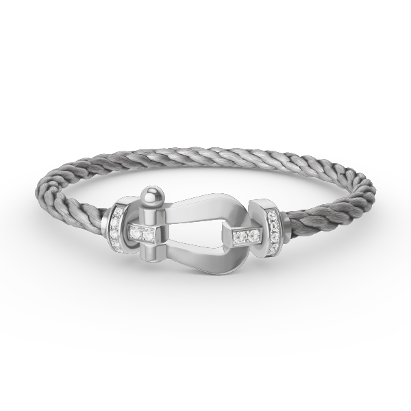 [⭐DORISW] FORCE GROSSES HUFEISEN HALB-DIAMANT ARMBAND SILBER
