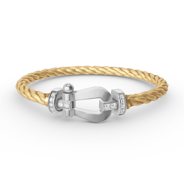 [⭐DORISW] FORCE GROSSES HUFEISEN HALB-DIAMANT ARMBAND SILBER