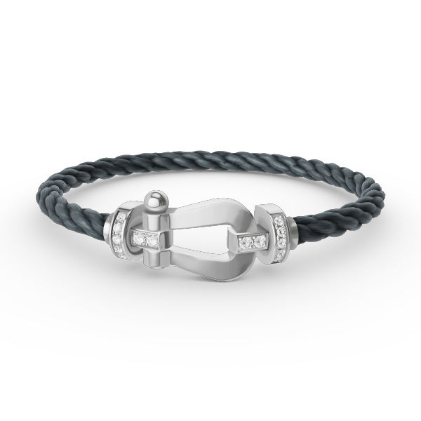 [⭐DORISW] FORCE GROSSES HUFEISEN HALB-DIAMANT ARMBAND SILBER