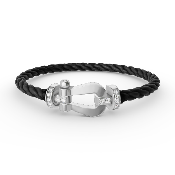 [⭐DORISW] FORCE GROSSES HUFEISEN HALB-DIAMANT ARMBAND SILBER
