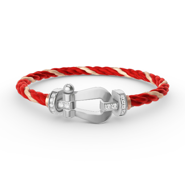 [⭐DORISW] FORCE GROSSES HUFEISEN HALB-DIAMANT ARMBAND SILBER