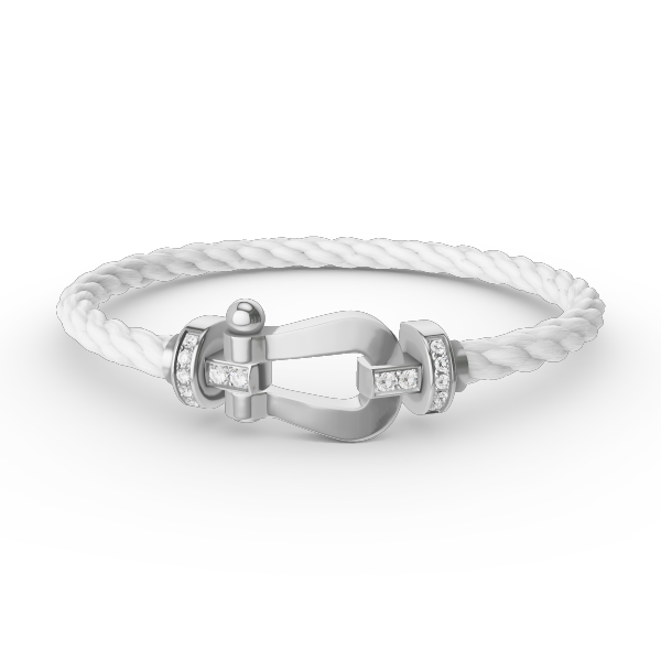 [⭐DORISW] FORCE GROSSES HUFEISEN HALB-DIAMANT ARMBAND SILBER
