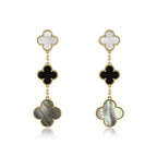 [⭐DORISW] CLOVER EARRINGS GOLD ONYX MOP 3 MOTIF