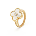[⭐DORISW] CLOVER PINK MOP RING GOLD DIAMANT