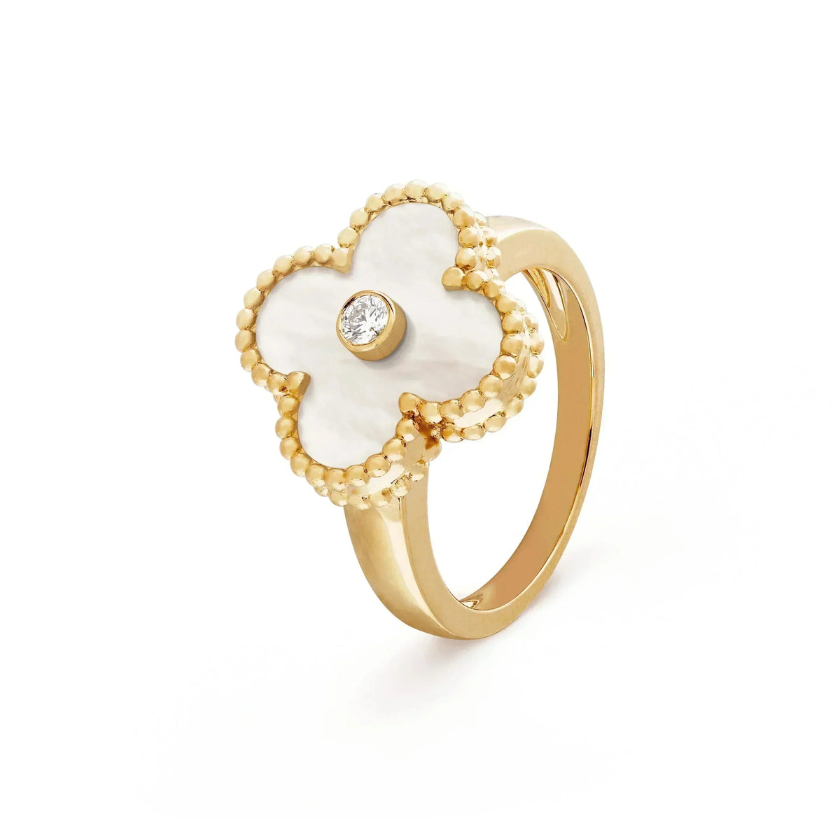 [⭐DORISW] CLOVER PINK MOP RING GOLD DIAMANT