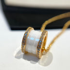 [⭐DORISW]ZERO 1 WHITE CERAMIC DIAMOND PINK GOLD NECKLACE