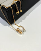 [⭐DORISW]ZERO 1 WHITE CERAMIC DIAMOND PINK GOLD NECKLACE